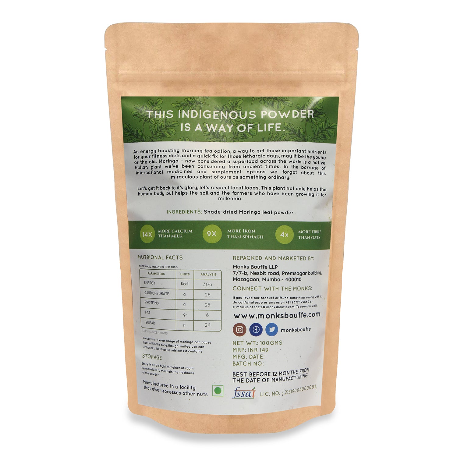 Organic Miraculous Moringa Powder - Monks Bouffe